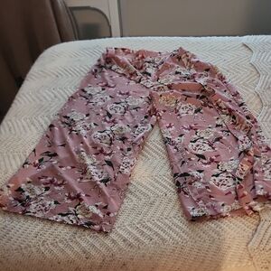 SHEIN Pink Floral Wide Leg Pants